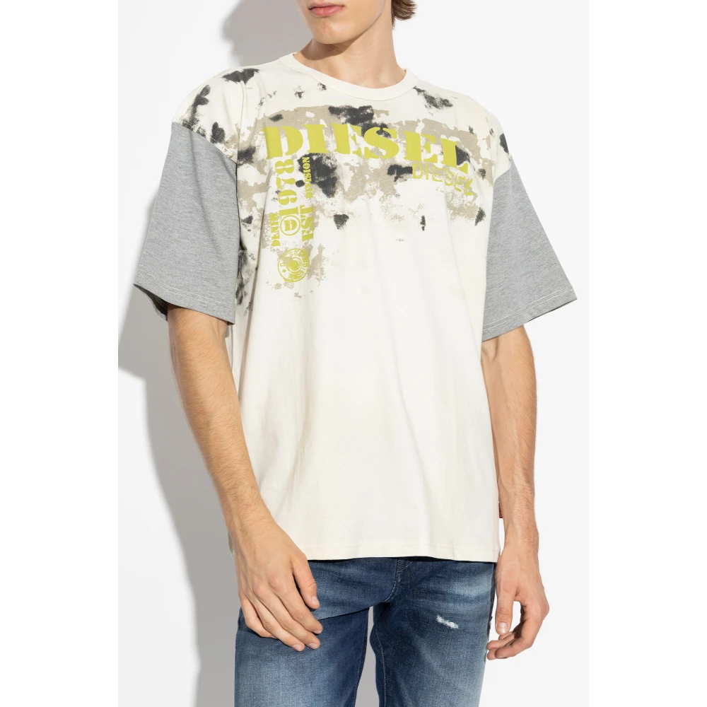 Diesel T-shirt T-Boxt-Q4 Beige Heren