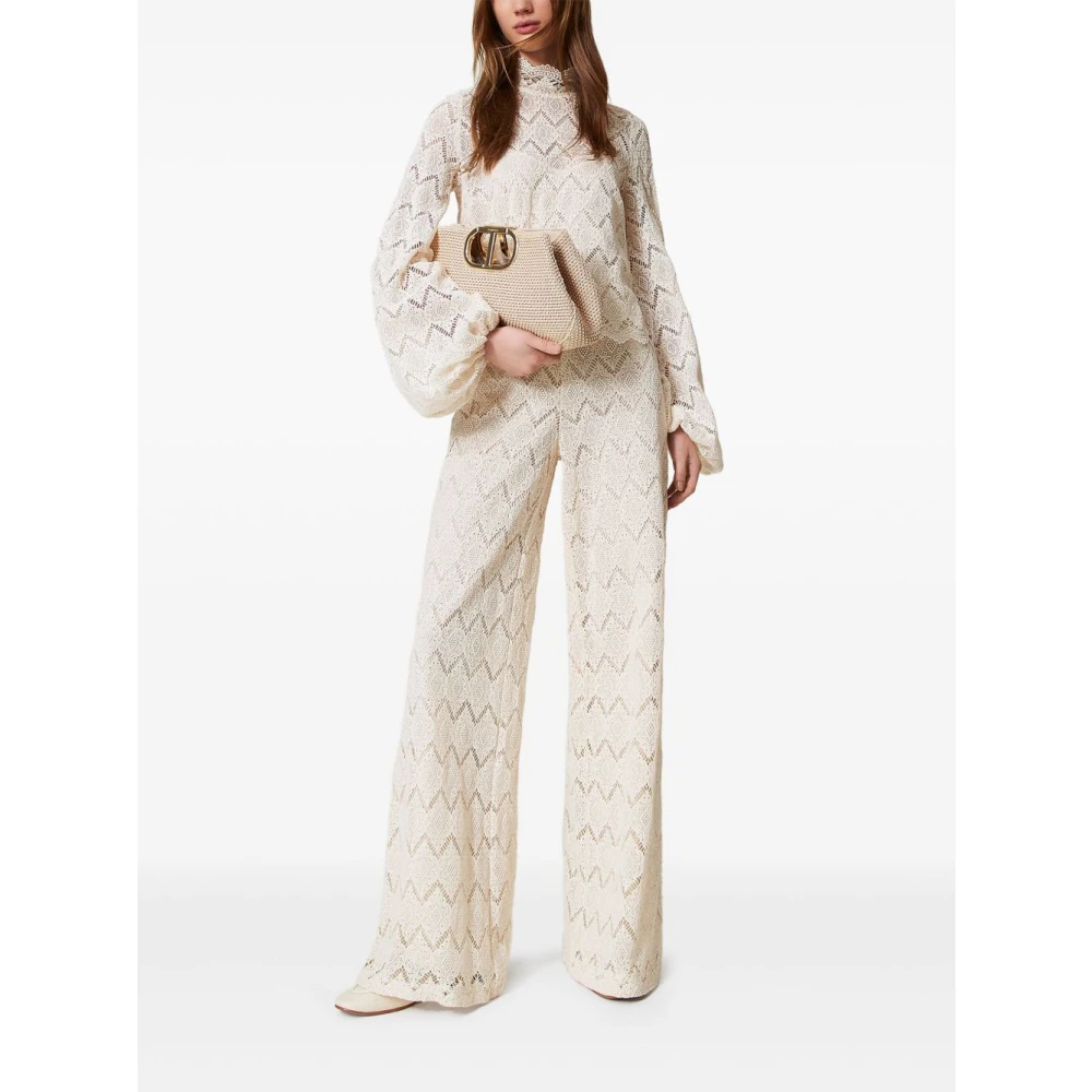Twinset Beige Wijde Pijp Broek Beige Dames