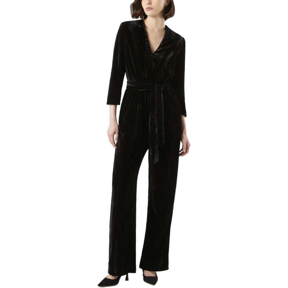Pennyblack Gekreukeld fluwelen jumpsuit met gestructureerde schouders Black Dames