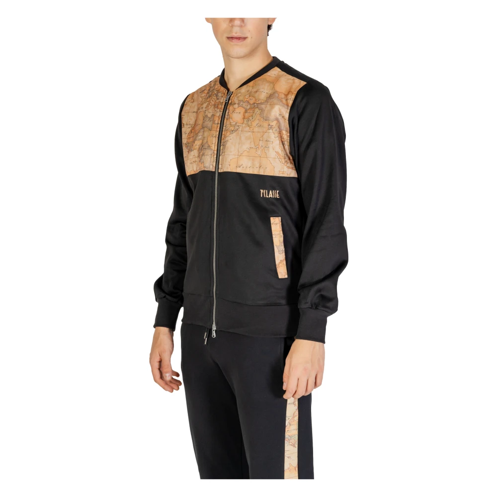 Alviero Martini 1a Classe Zwarte Sweatshirt met rits en zakken Black Heren