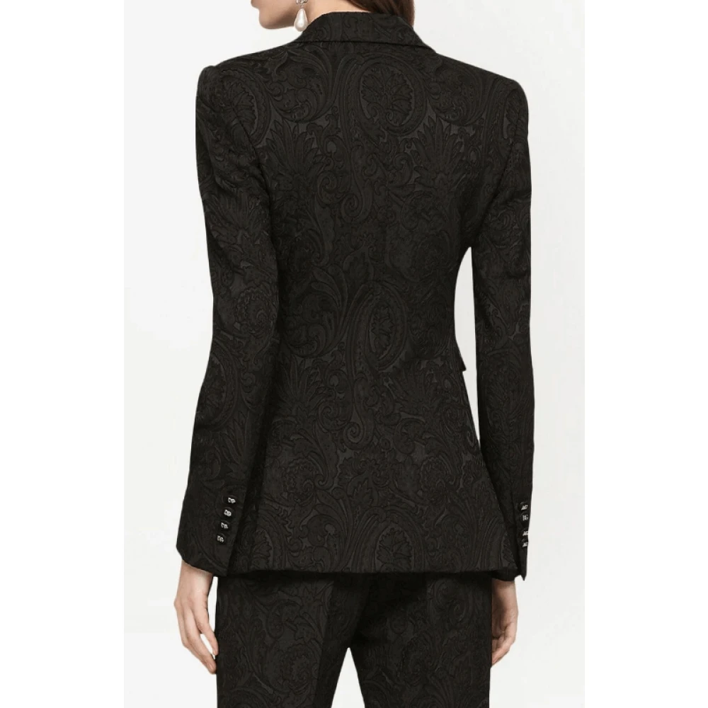 Dolce & Gabbana Tijdloze zwarte brokaateffect blazer Black Dames