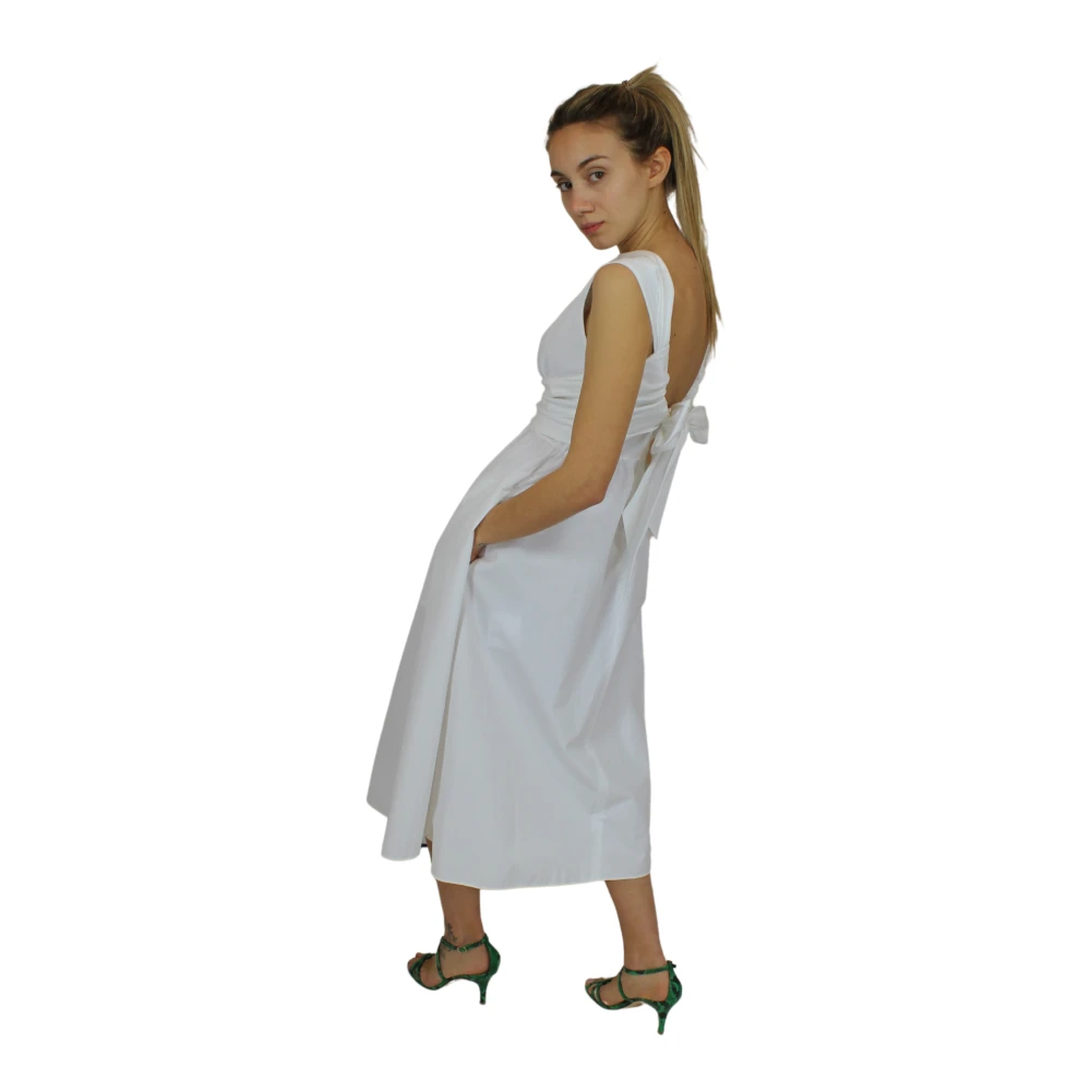 Aspesi Elegante Katoenen Jurk met Open Rug White Dames