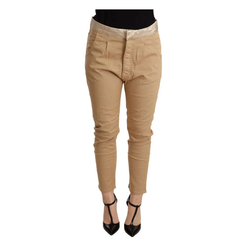 Cycle Women's Beige Slim-Fit Trousers, W28, Slim Fit Skinny Trousers