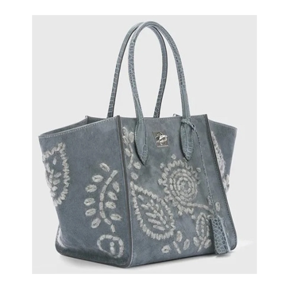 Ermanno Scervino Krokodillenprint Suède Maggie Tas Gray Dames