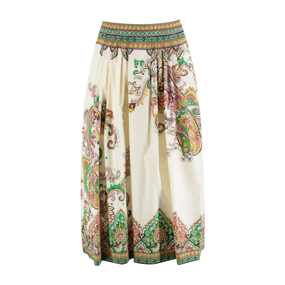 ETRO Paisley Medaillon Katoen Poplin Midi Rok Multicolor Dames