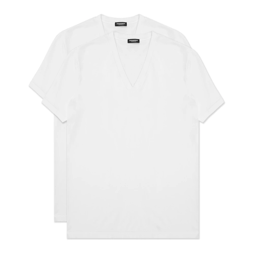 Dsquared2 Enfärgad 2 Pack Logo T-shirt White, Herr