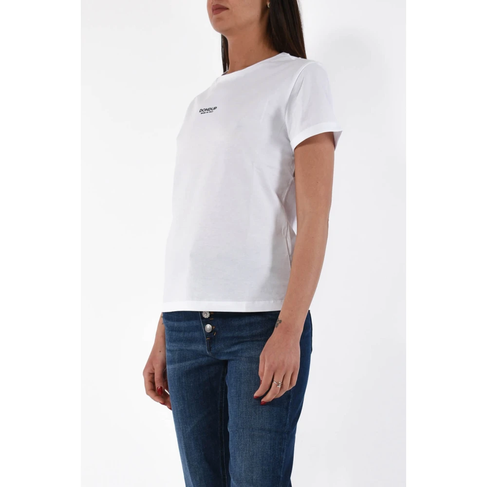 Dondup Katoenen Jersey T-shirt met Borduurwerk White Dames