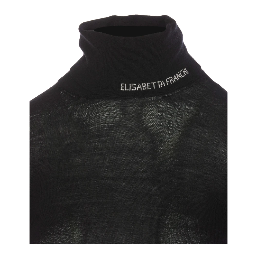 Elisabetta Franchi Zwarte Coltrui Trui Lange Mouwen Black Dames