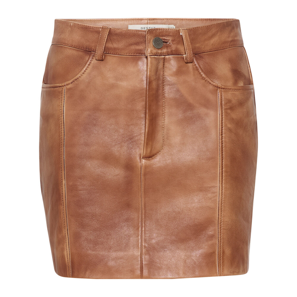 Bruine Vervaagde Leren Rok Shorts Knickers Gestuz Leren Suede rokken Miinto