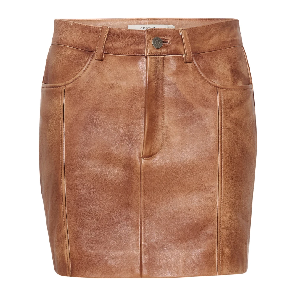 Gestuz Bruine Vervaagde Leren Rok Shorts & Knickers Brown Dames