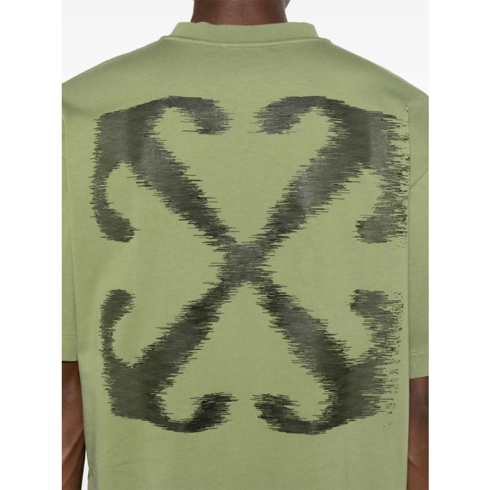 Off White Skate-stijl T-shirt met logoprint Green Heren