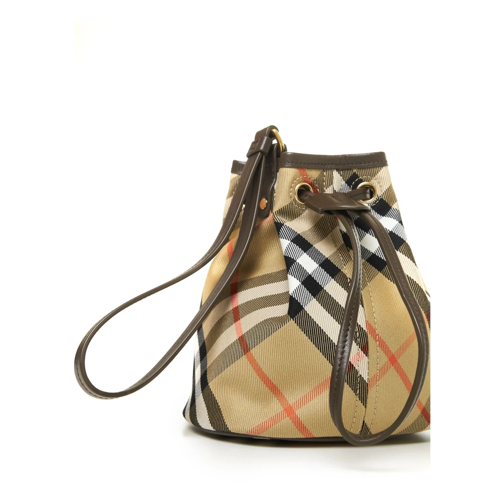 Burberry Emmertas in zandkleurig geruit canvas Beige Dames