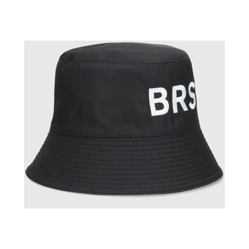 Borsalino Waterdichte Nylon Bucket Hat met Borduursel Black Unisex