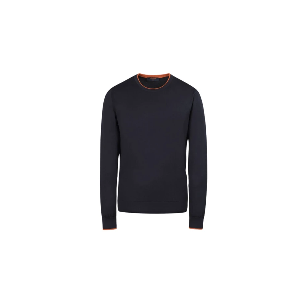 Moorer Men's Blue Round-Neck Knitwear, M, Arzaga-Cse Crewneck Jumper