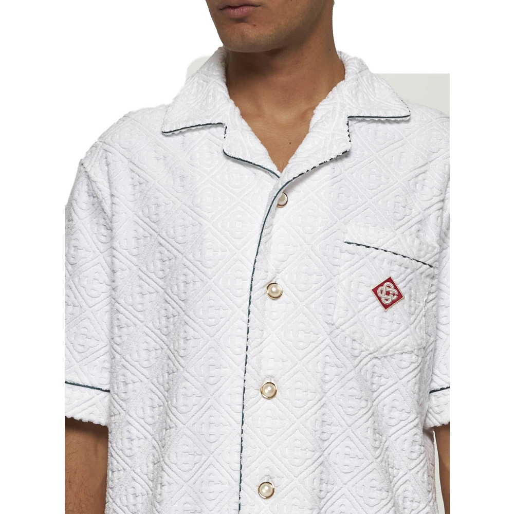 Casablanca Witte Cubaanse kraag shirt met rood logo White Heren