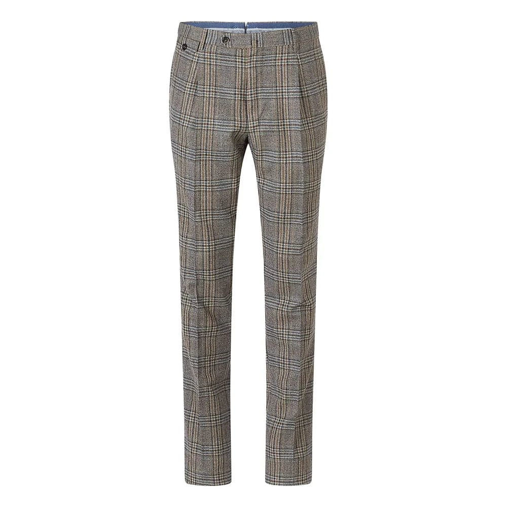 Pt01 Geruite Gentlemen Fit Wollen Broek Gray Heren