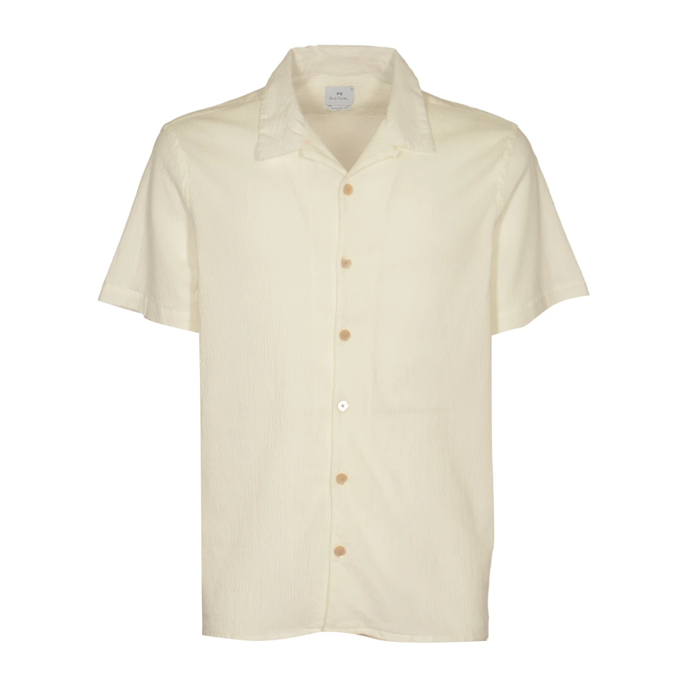 Paul Smith Witte Seersucker Cubaanse Kraag Shirt White Heren