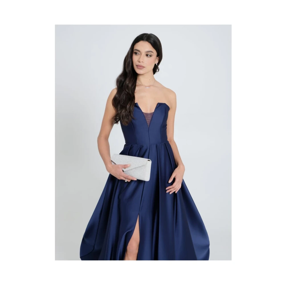 RINASCIMENTO Satin bustier jurk met splinters Blue Dames