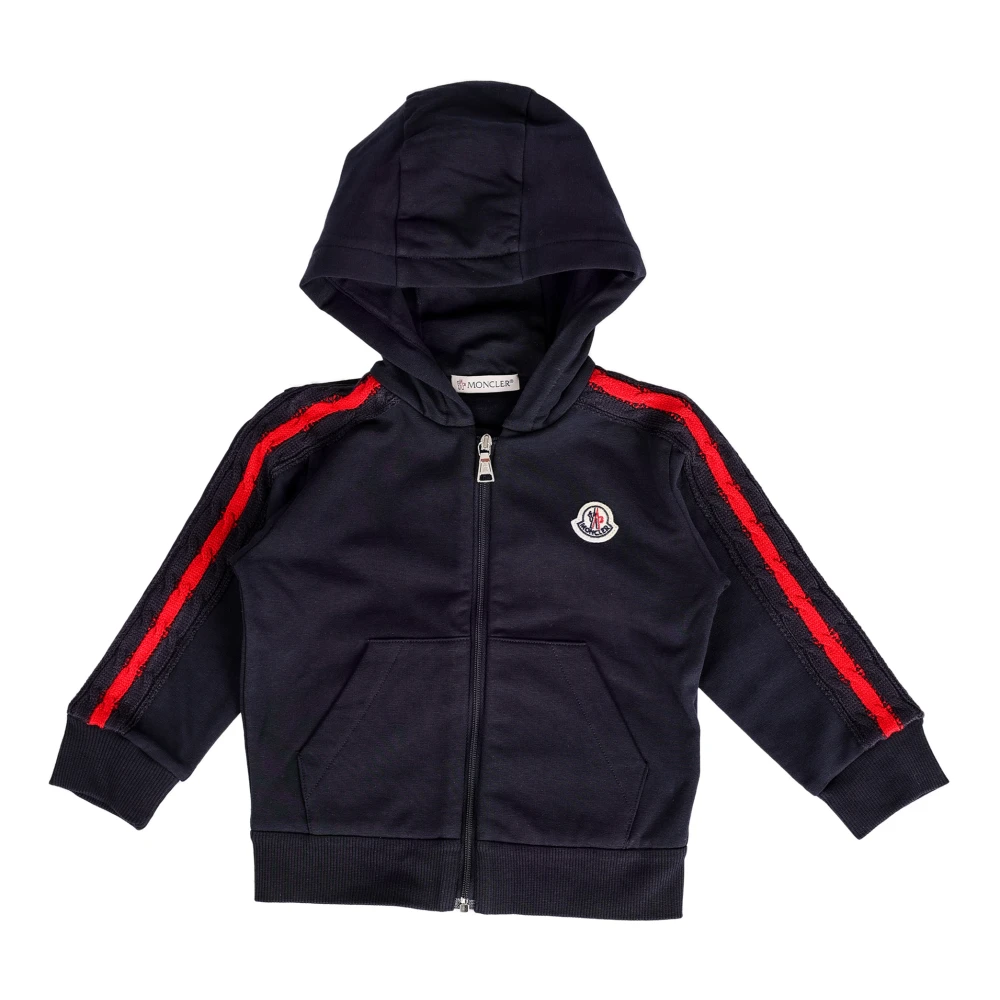 Moncler Barn Zip Sweatshirt Bomull Elastan Blue, Pojke