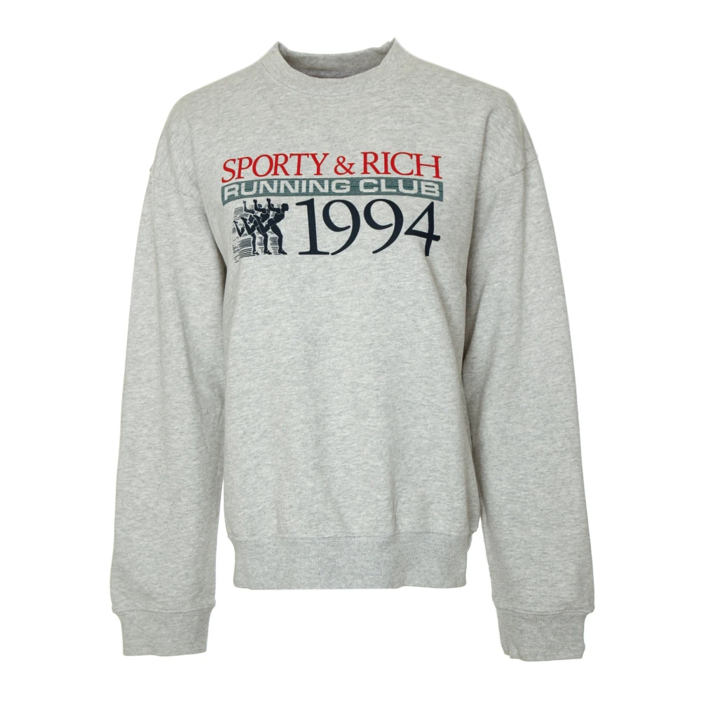 Sporty & Rich Finish Line Crewneck Sweatshirt Gray Heren