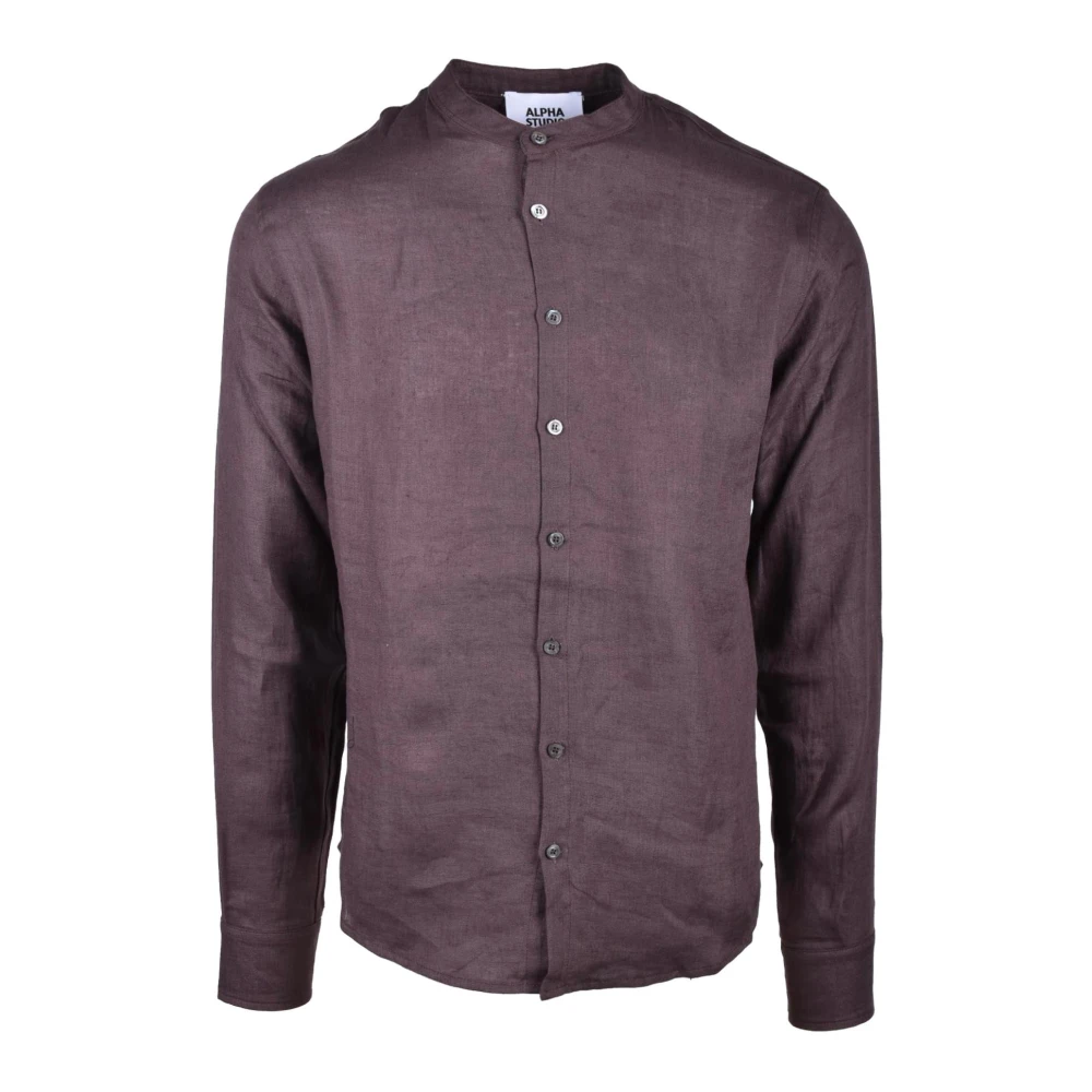 Alpha Studio Linnen Overhemd Purple Heren
