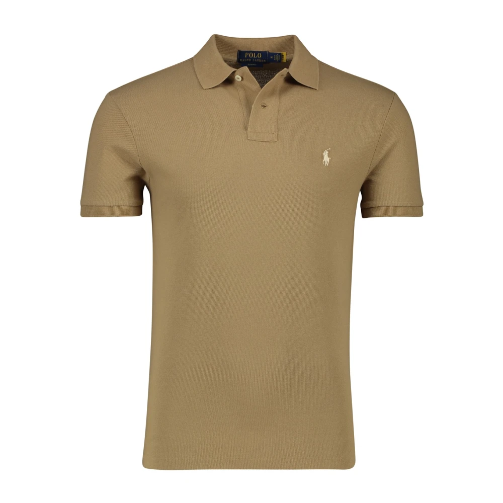 Polo Ralph Lauren Men's Beige Polo Shirts, S, Khaki Short Sleeve Polo Shirt