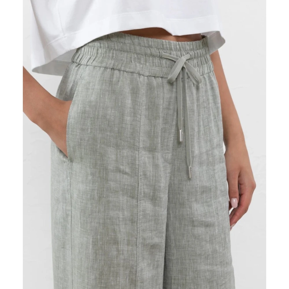 PESERICO Linnen Broek Wijde Pijp Stijl Gray Dames