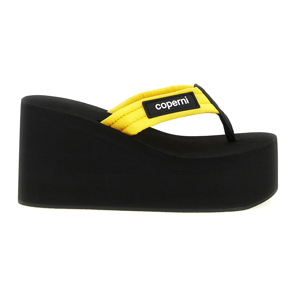Coperni Women's Yellow Wedges, 6 Uk, Logo-Patch Wedge Sandals