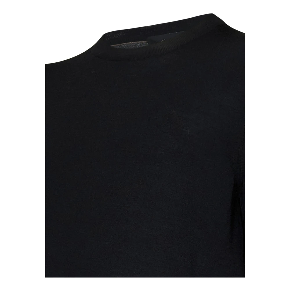 Brioni Zwarte wollen gebreide trui met ronde hals Black Heren