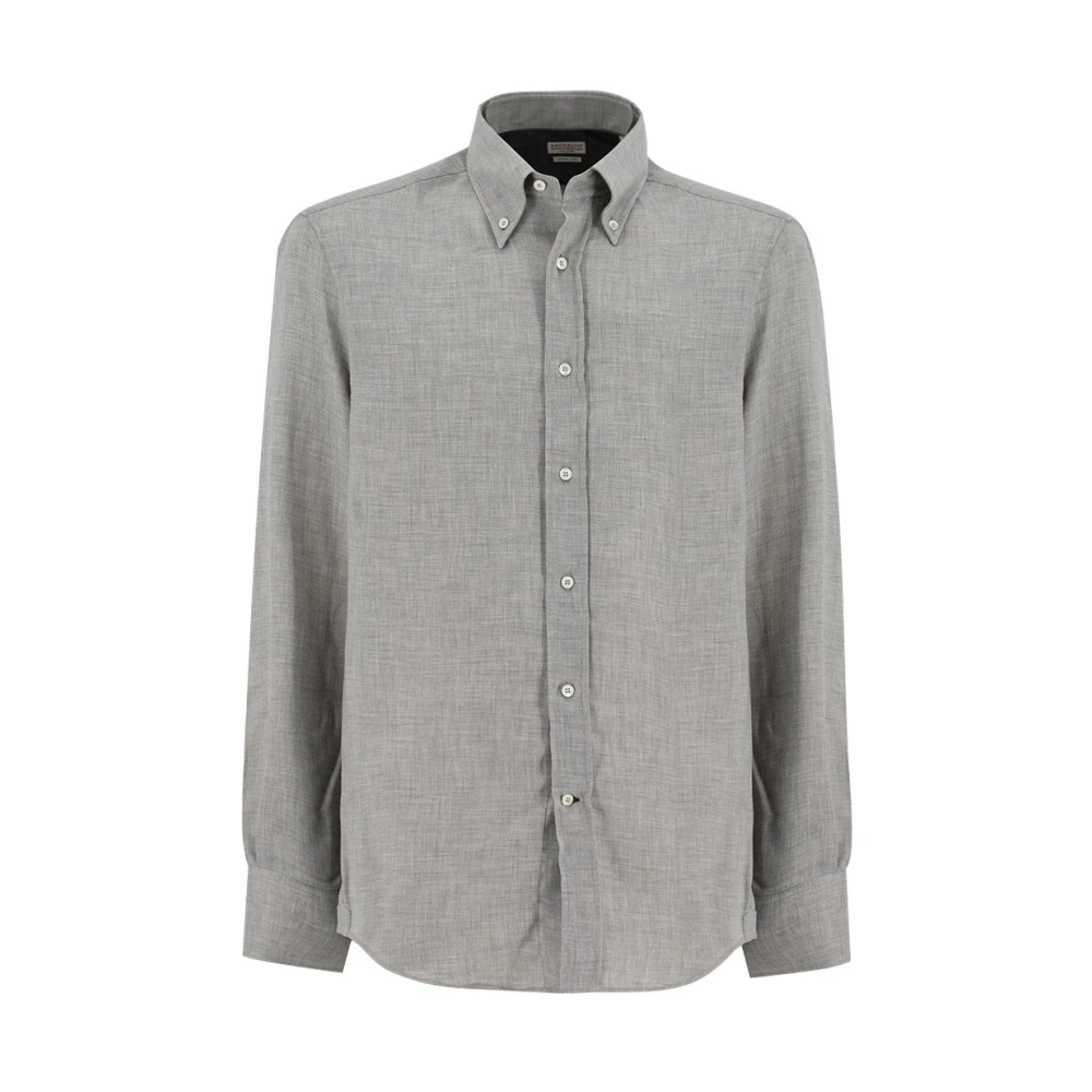 Brunello Cucinelli Gray Casual Shirt - Male - Casual Shirts - L - Shirts
