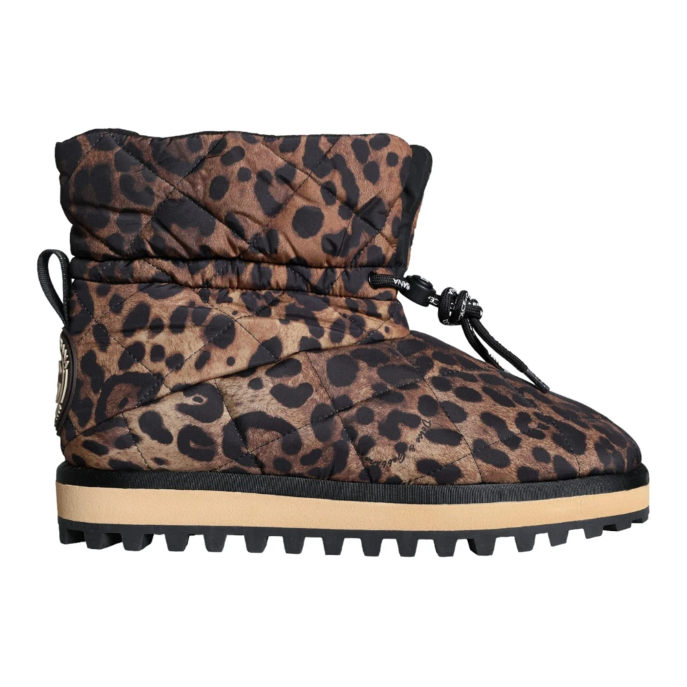 Dolce & Gabbana Leopard Ankle Boots Padded Shoes - Male - Winter Boots - Brown - 10 Uk - Shoes