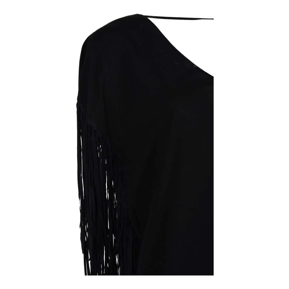 pinko Blouse met open rug en franjes Black Dames