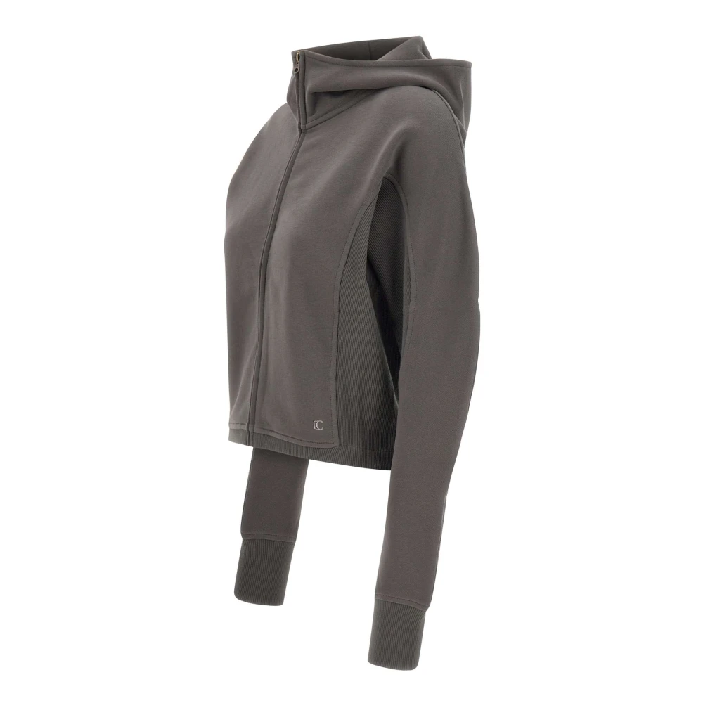 LOW Classic Groene hoodie met textuurinzetten Green Dames