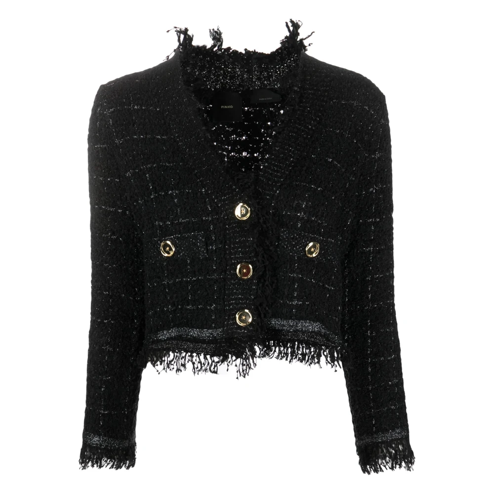 pinko Elegante Zwarte Blazer met Metallic Fibre Black Dames