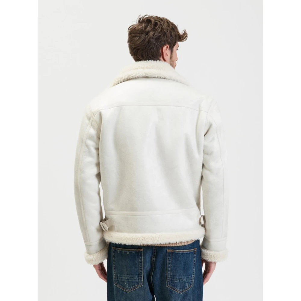 Gianni Lupo Witte Schapenvacht Jas Urban Stijl White Heren