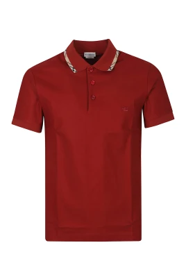 Check Trim Cotton Polo Shirt