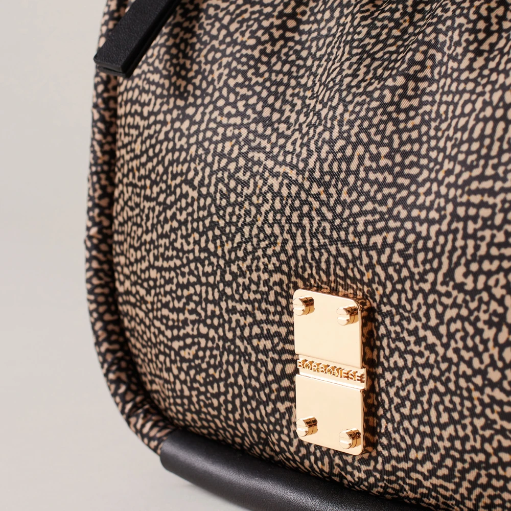 Borbonese Zwarte Cahier Schoudertas met OP Print Black Dames