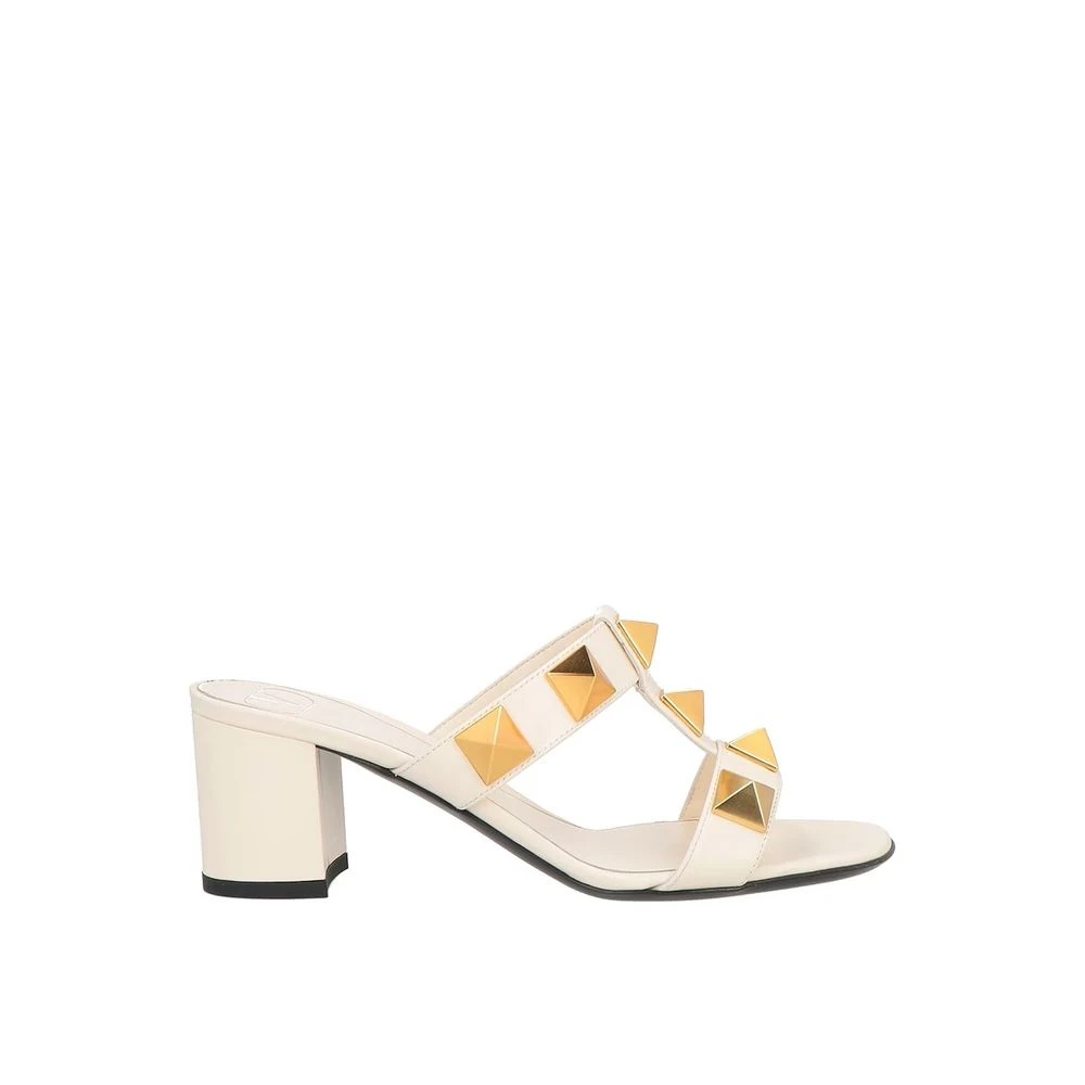 Valentino Garavani Women's White Heeled Mules, 3 Uk, Calfskin Platform Sandals