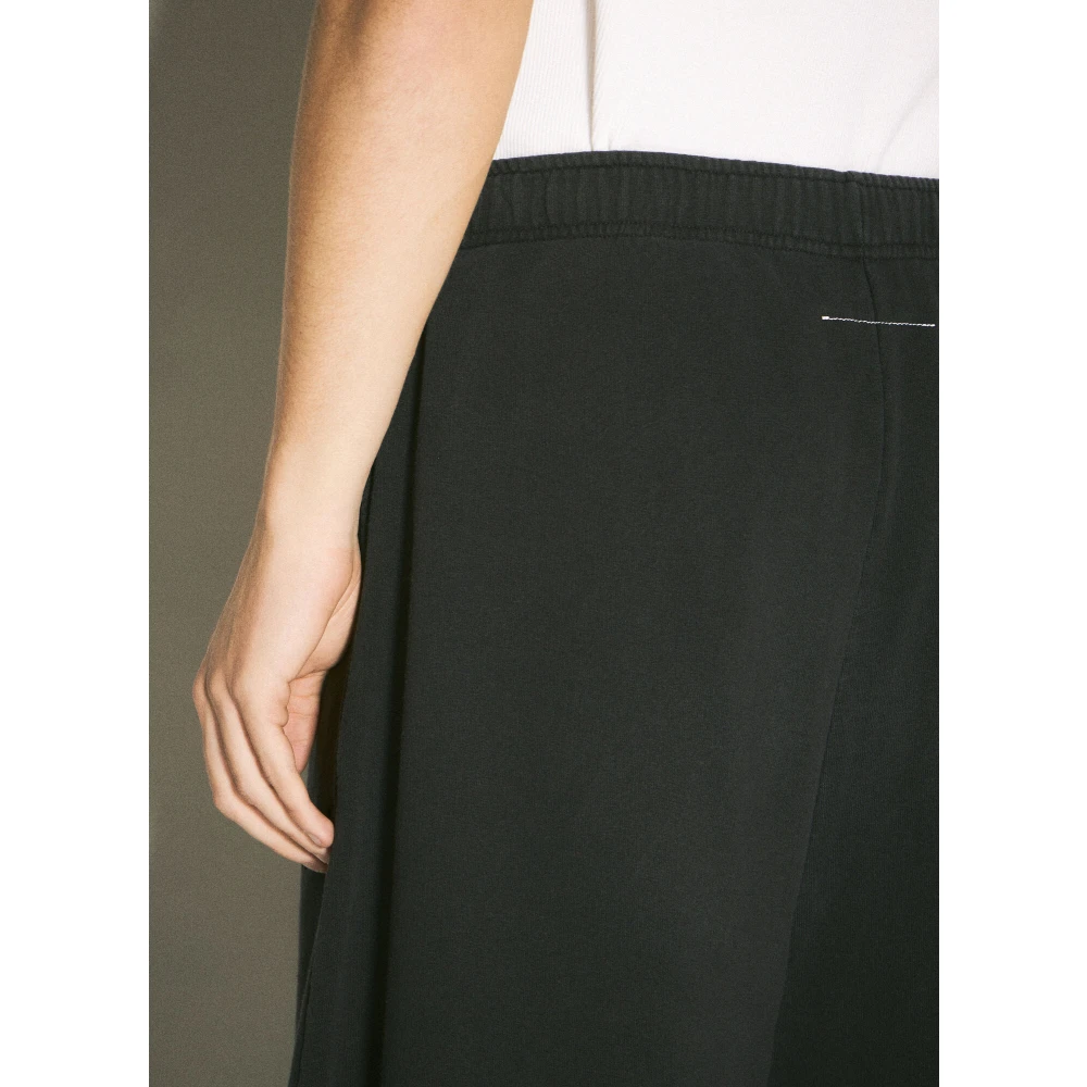 MM6 Maison Margiela Logo Geborduurde Katoenen Jersey Shorts Black Dames