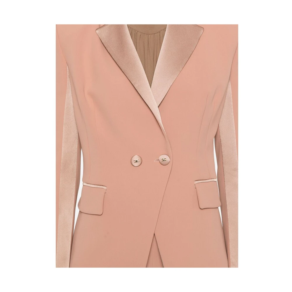 Elisabetta Franchi Blush Beige Double-Breasted Jas Pink Dames
