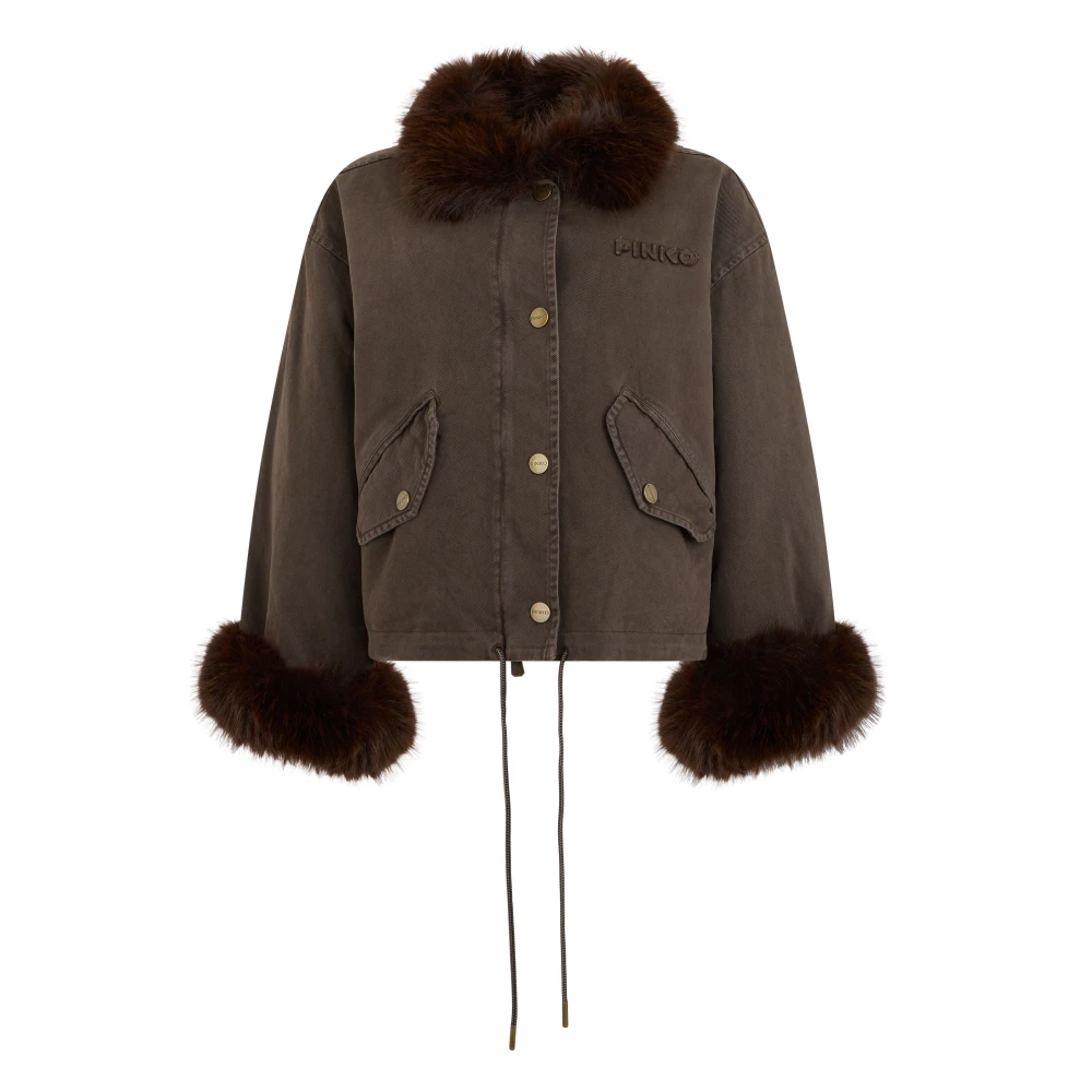 Pinko Jacket With Collar And Cuffs Made Of Synthetic Fur - Female - Faux Fur & Shearling Jackets - Brown - M - Jackets