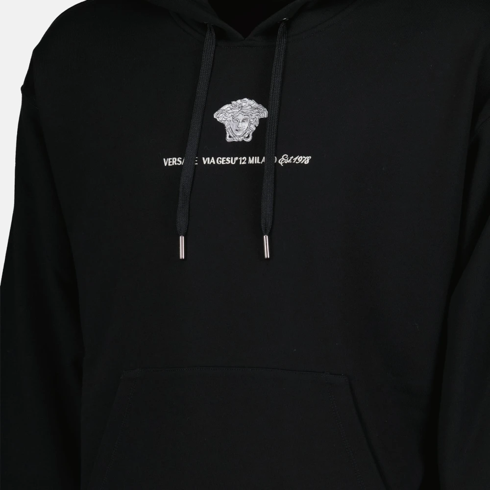 Versace Zwarte hoodie Via Gesu collectie Black Heren