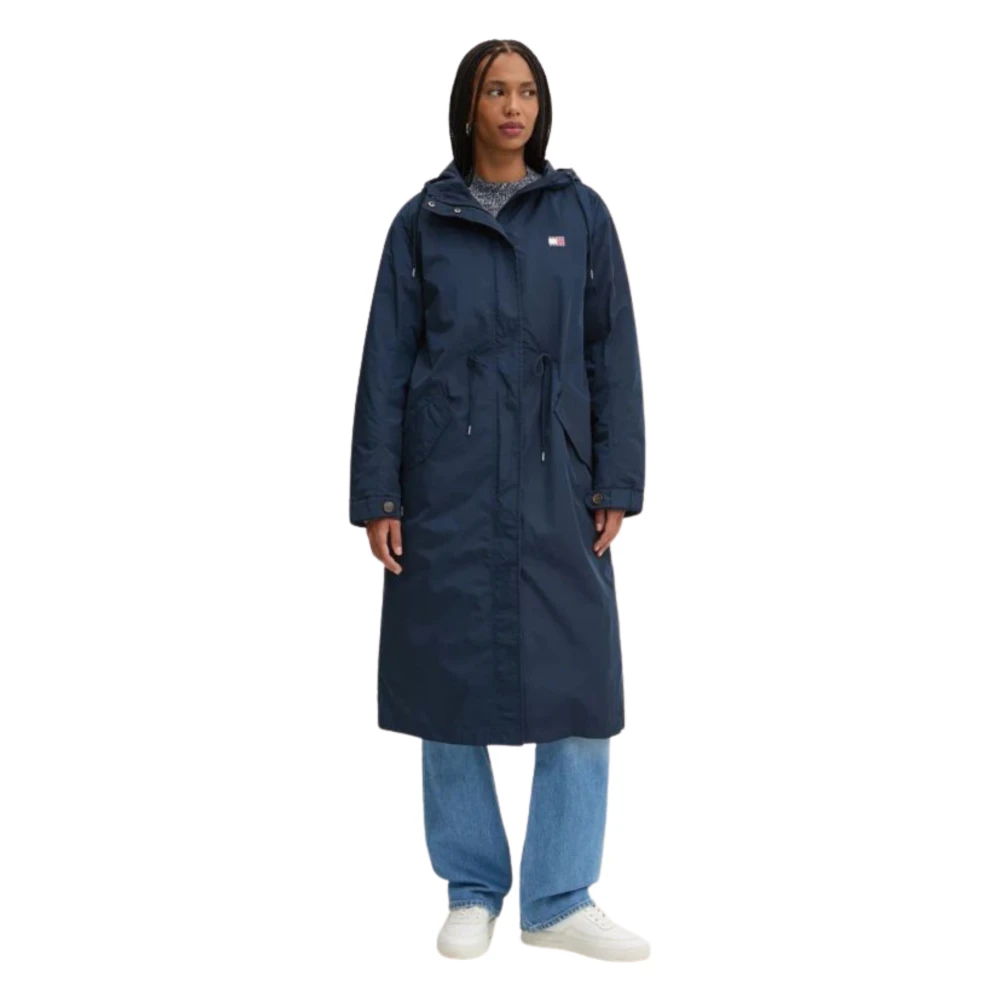 Tommy Hilfiger Blauwe Geïsoleerde Jas met Verstelbare Capuchon Blue Dames