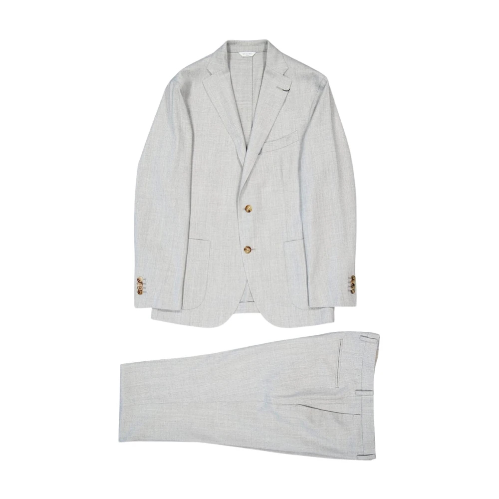 Boglioli Men's Gray Virgin Wool-Silk Suit - Single Breasted Suits - 3XL - Suits