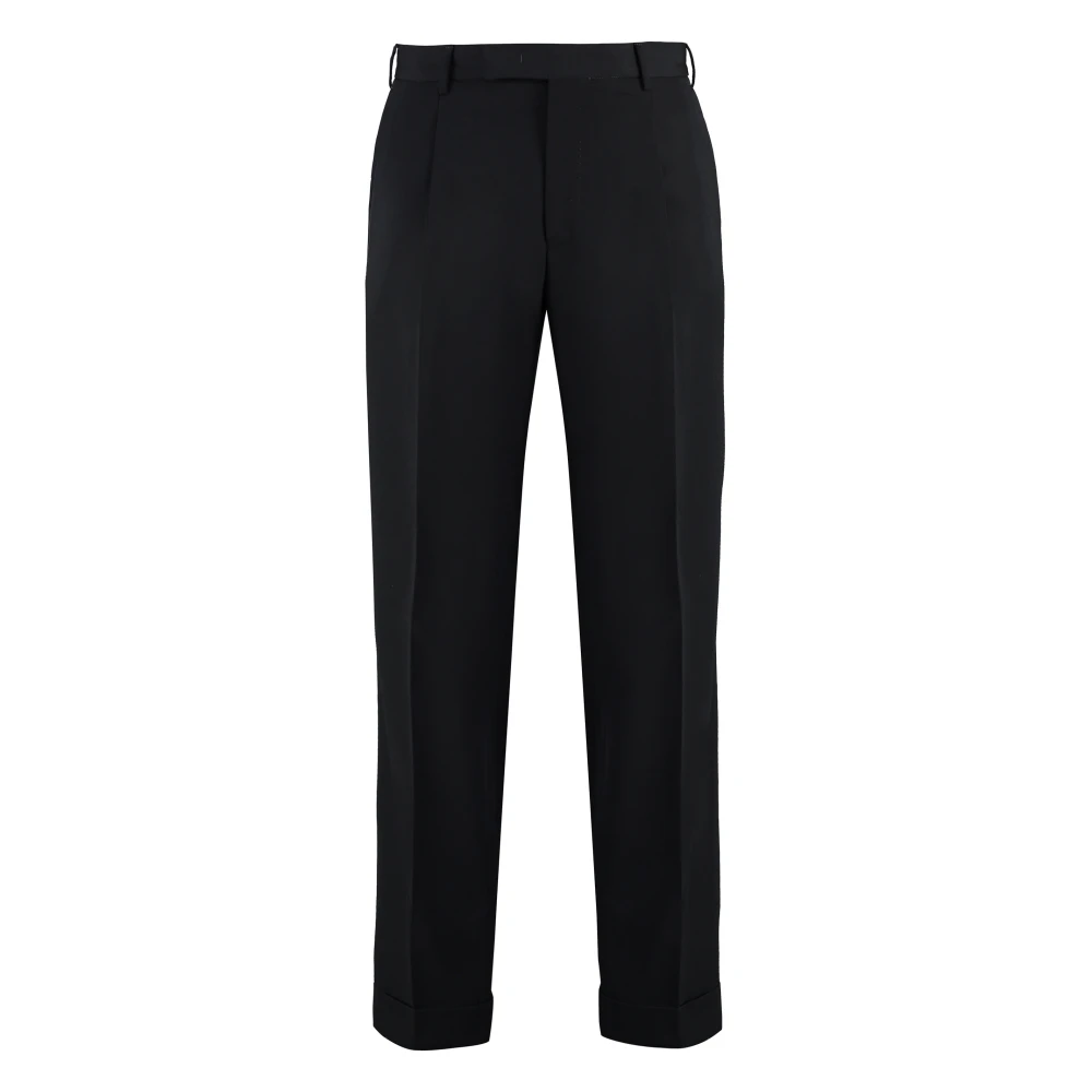 Pt Torino Men's Black Virgin Wool Trousers - Suit Trousers - Xl - Trousers