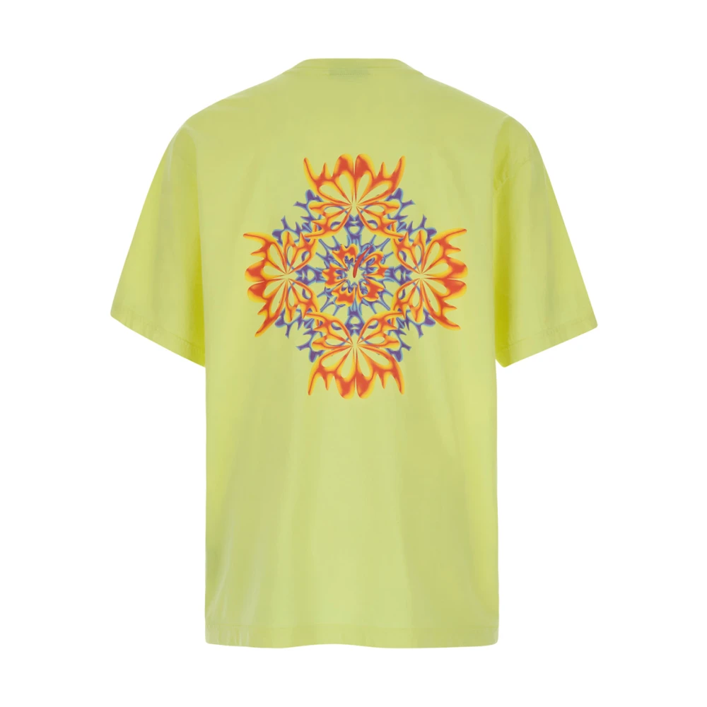 Bluemarble Trippy Leaves Print T-shirt Geel Yellow Heren