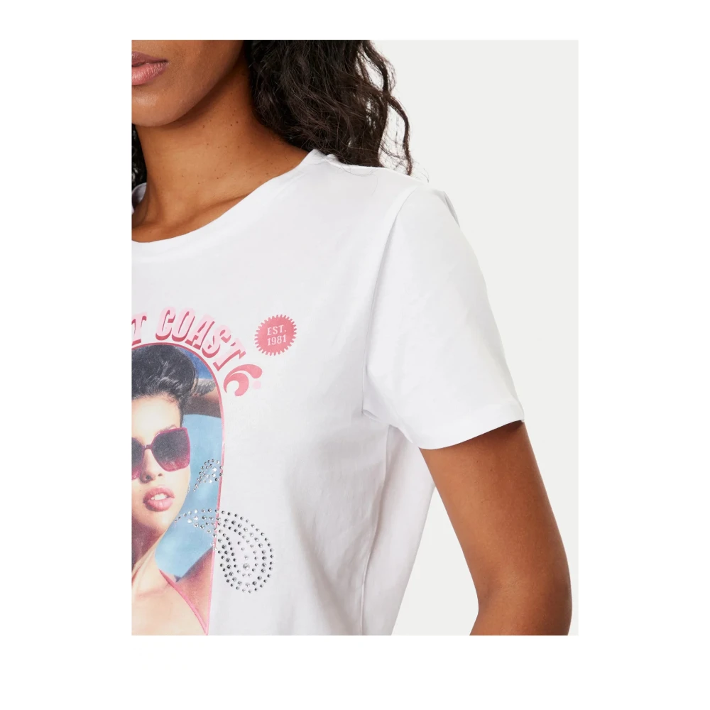 Guess Malibu T-shirt met strass print White Dames