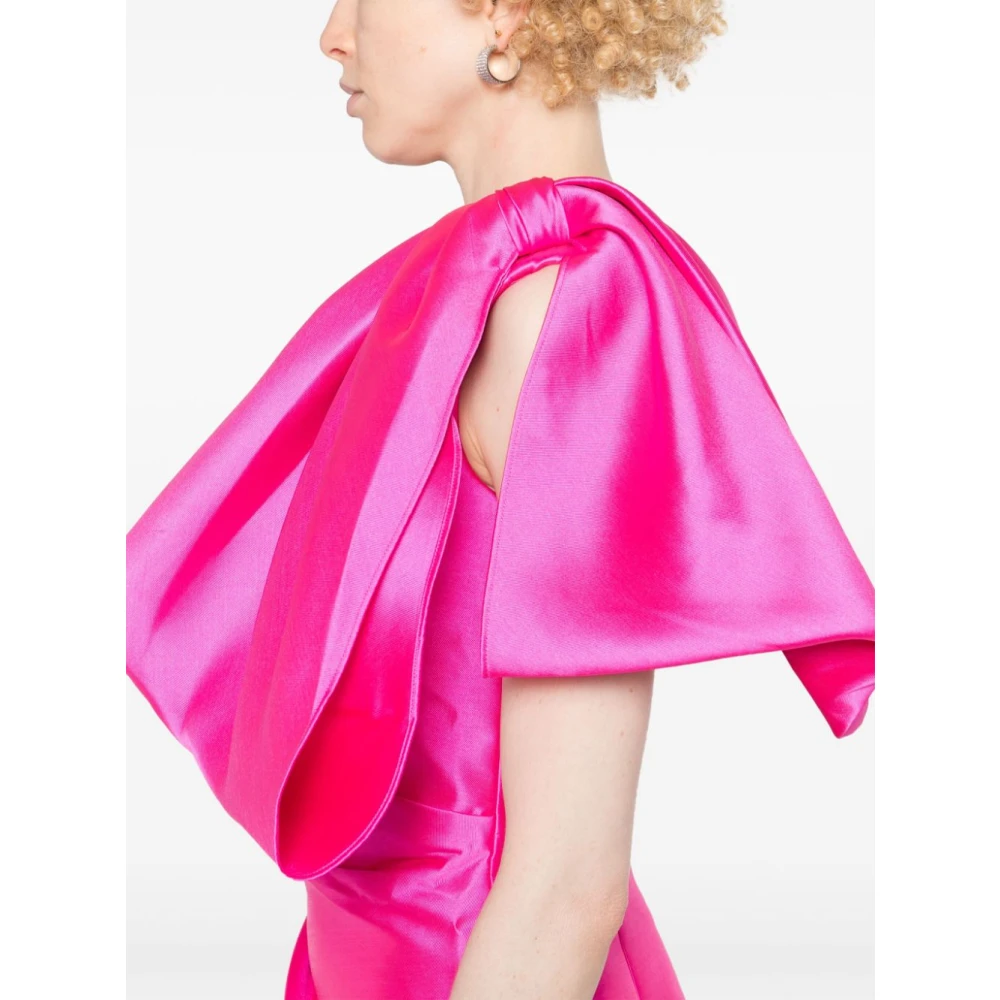 Solace London Fuchsia Roze Asymmetrische Strik Jurk Pink Dames