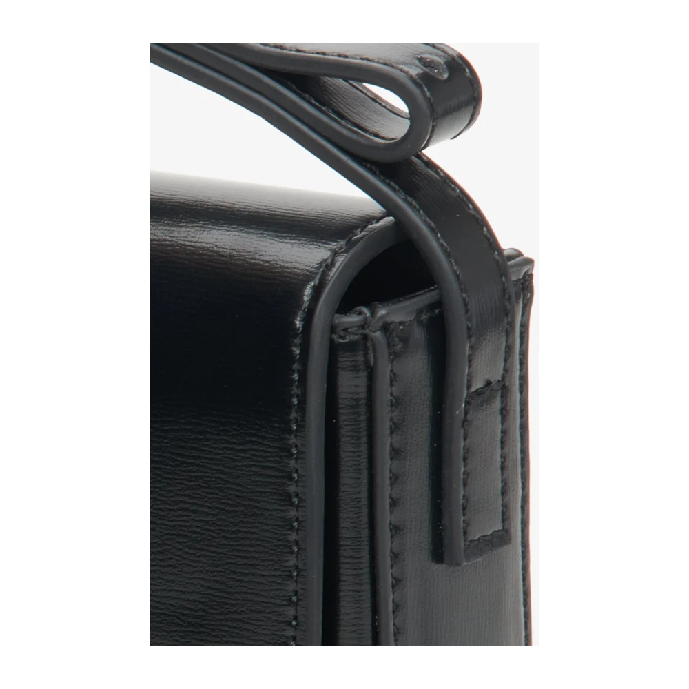 Estro Dames Kleine Zwarte Leren Handtas met Gouden Hardware Er00113754 Black Dames