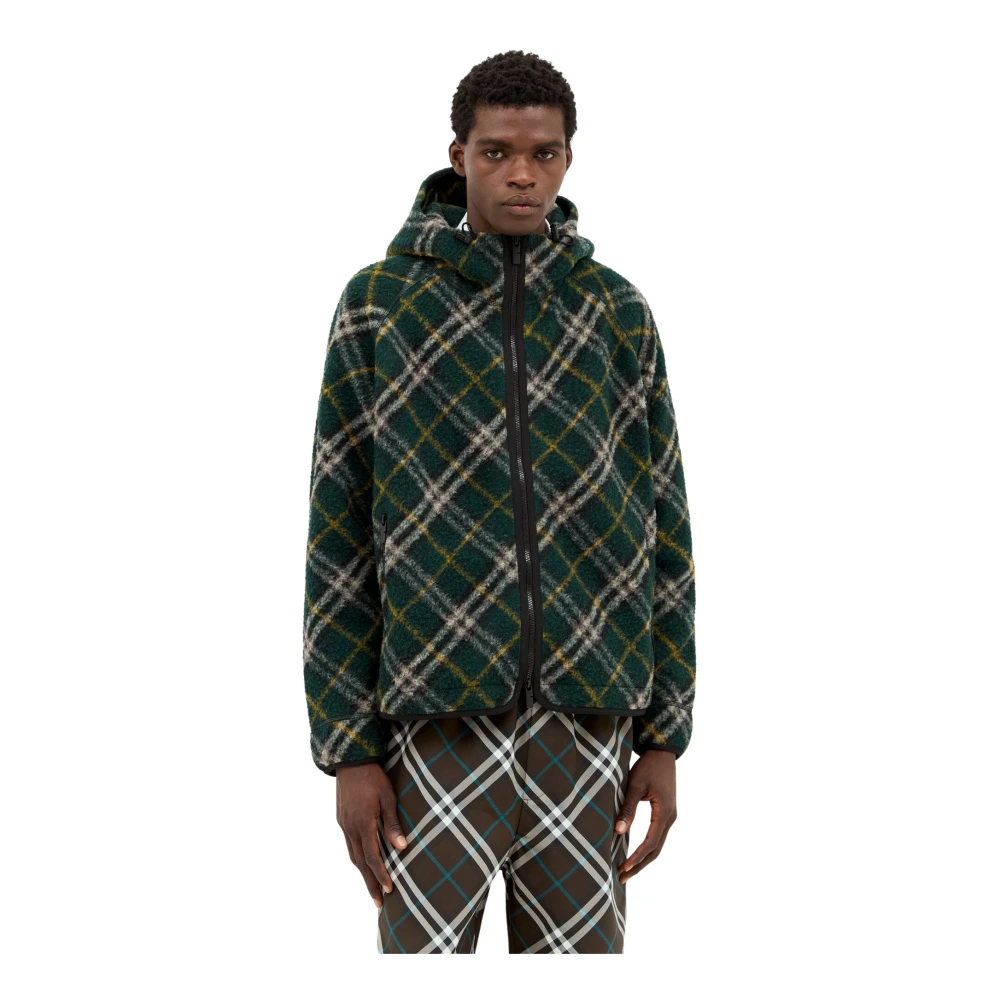 Burberry Geruite Fleece Hoodie Green Heren